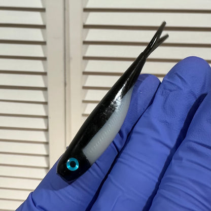 3” Classic Black & White Minnow (4-pack) Blue Eyes