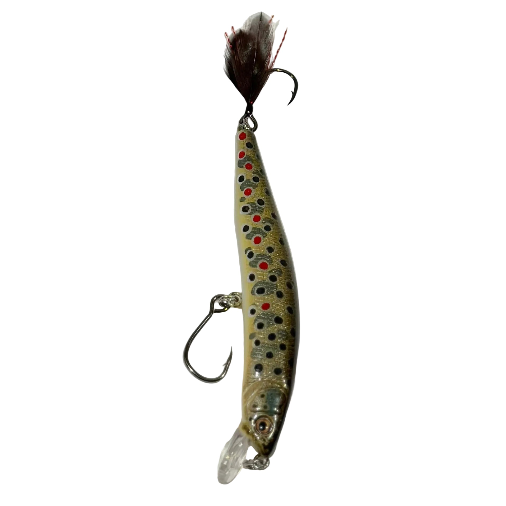 3.9” Wild Brown Trout Jerkbait Brown Orange Flash (Feathered Single Ho – The Angler Source